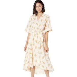 NWT Joie Frappe Floral Belted Kimono Midi Wrap Dress w/ Stencil Floral Print